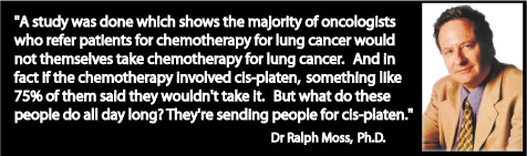 Dr. Ralph Moss:  Majority of Oncologists Would NOT Take Chemo, But They Prescribe It To Keep Their Jobs