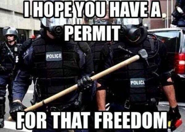 Riot Police to Protesters - I Hope You Have a Permit for that Freedom