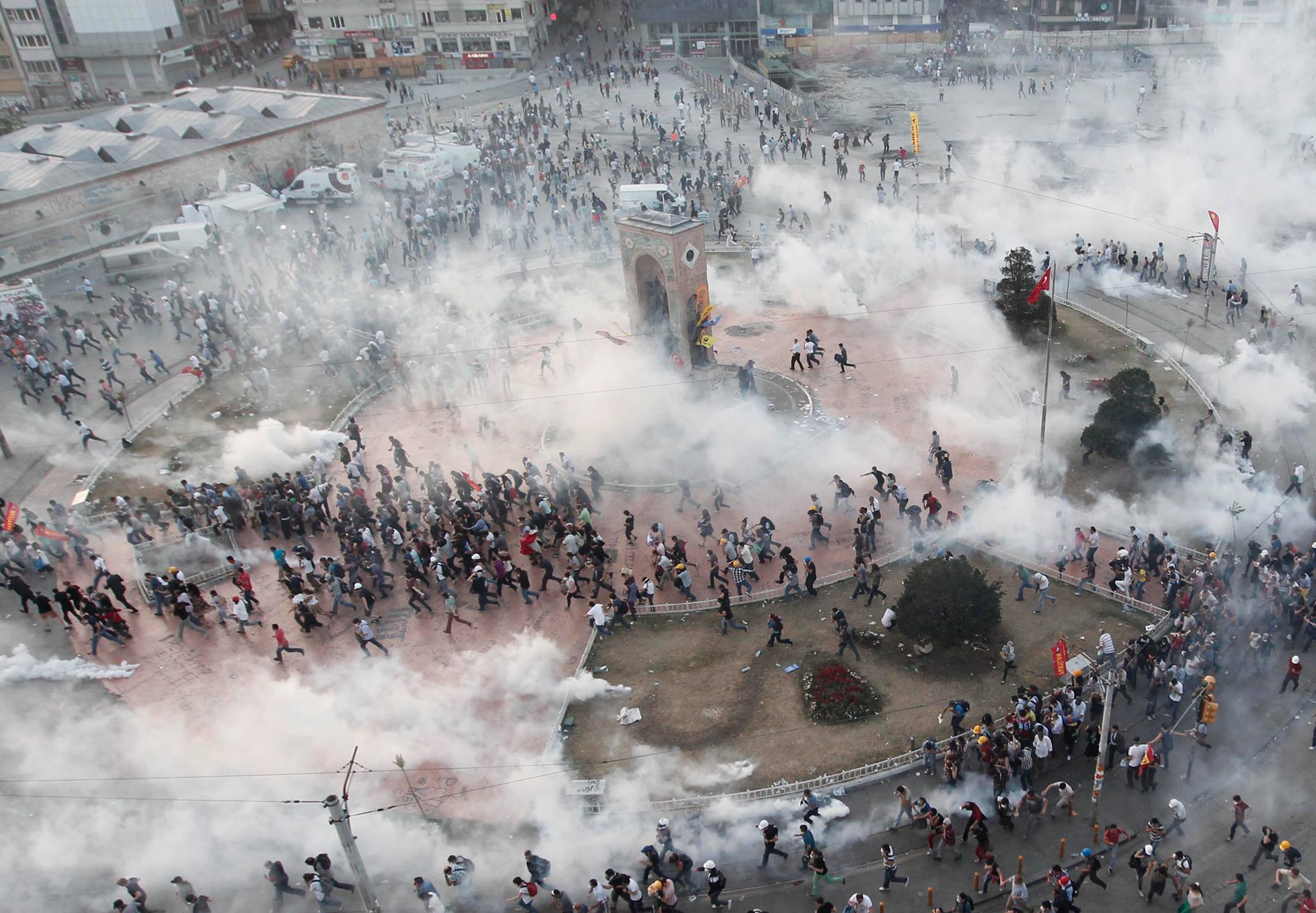 Tear Gas and Water Cannon in Taksim Square - June 11, 2013