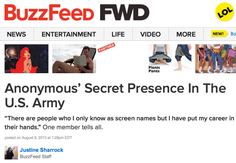 Anonymous' Secret Presence in US Army