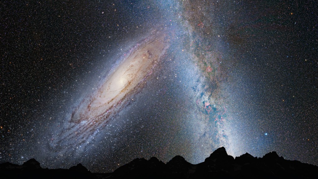 Andromeda Galaxy Collides with Milky Way Galaxy